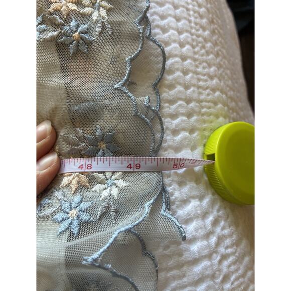 BHLDN Parsons Dress Midi Sz 6 Light Gray Floral Embroidered Mesh Fairy Wedding - Picture 14 of 15